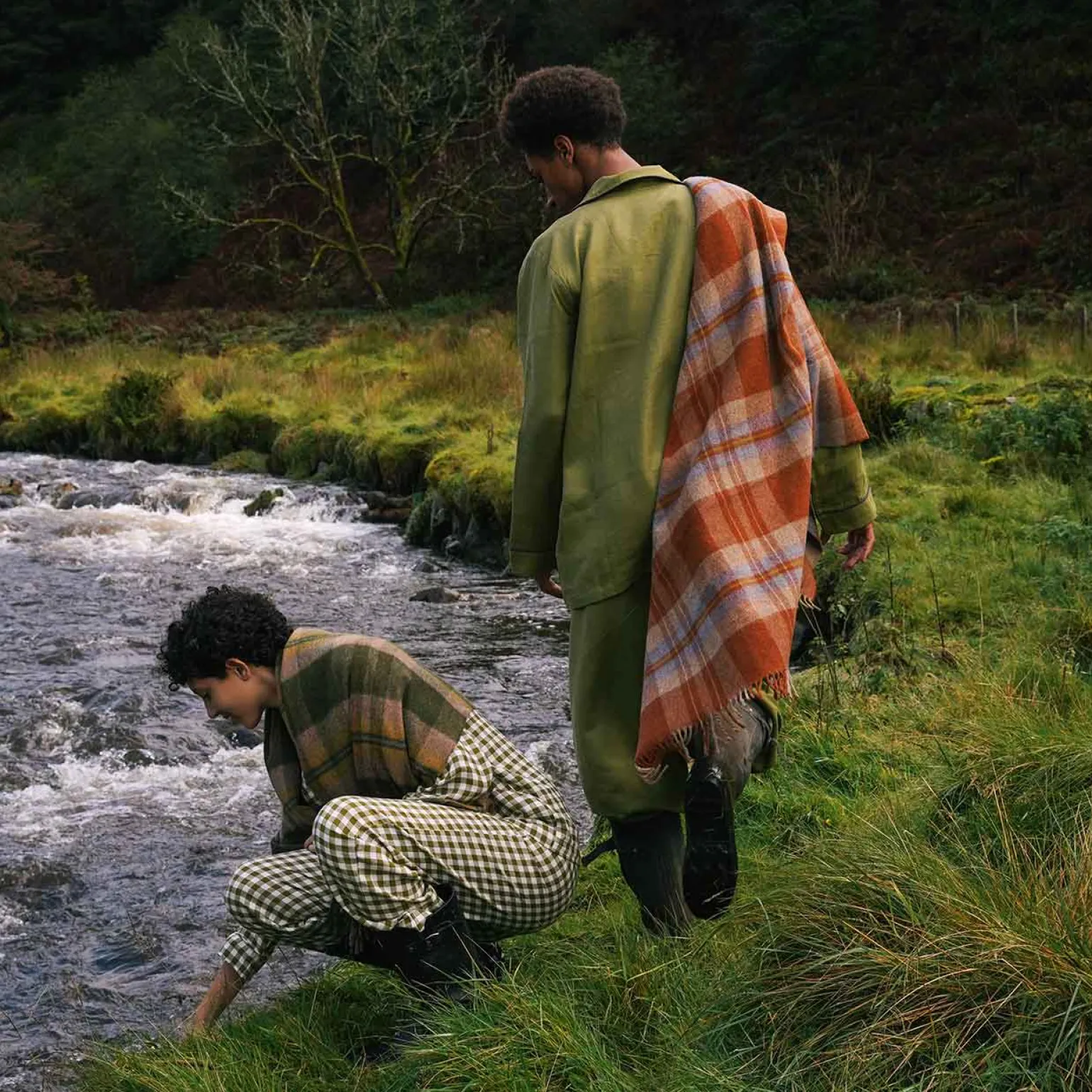 Burnt Orange Plaid Cabin Wool Blanket
