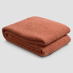 Burnt Orange Waffle Cotton Throw