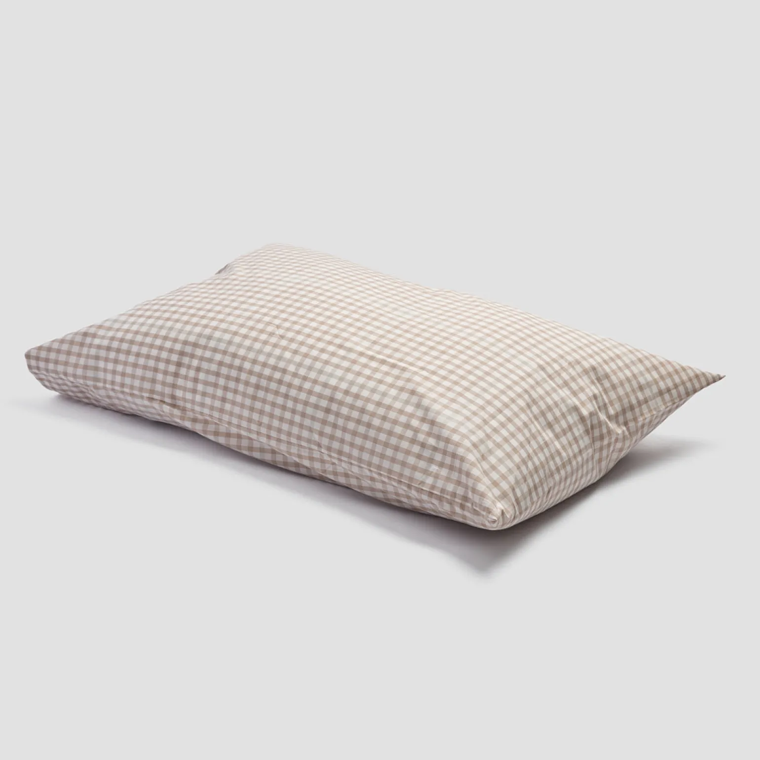 Cafe au Lait Small Gingham Cotton Pillowcase (Pair)