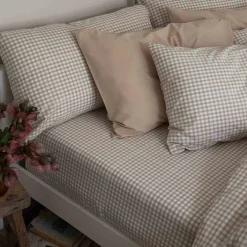 Cafe au Lait Small Gingham Cotton Pillowcase (Pair)