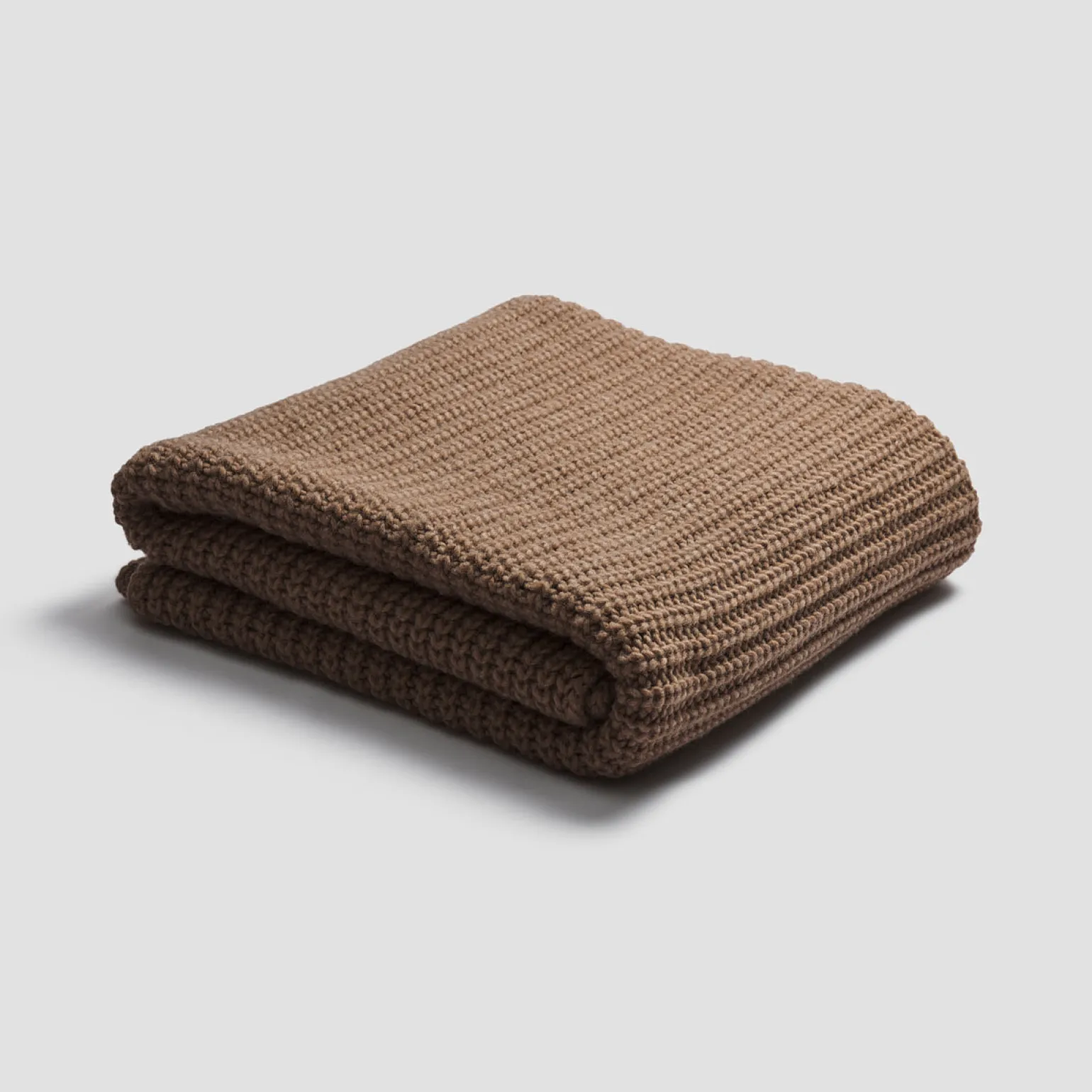 Caramel Wool Knit Throw