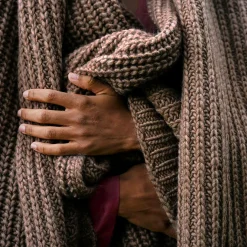 Caramel Wool Knit Throw