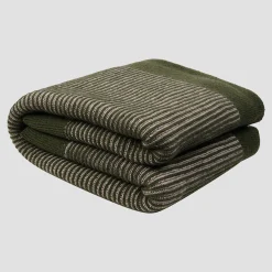 Cedar Green Striped Knitted Throw
