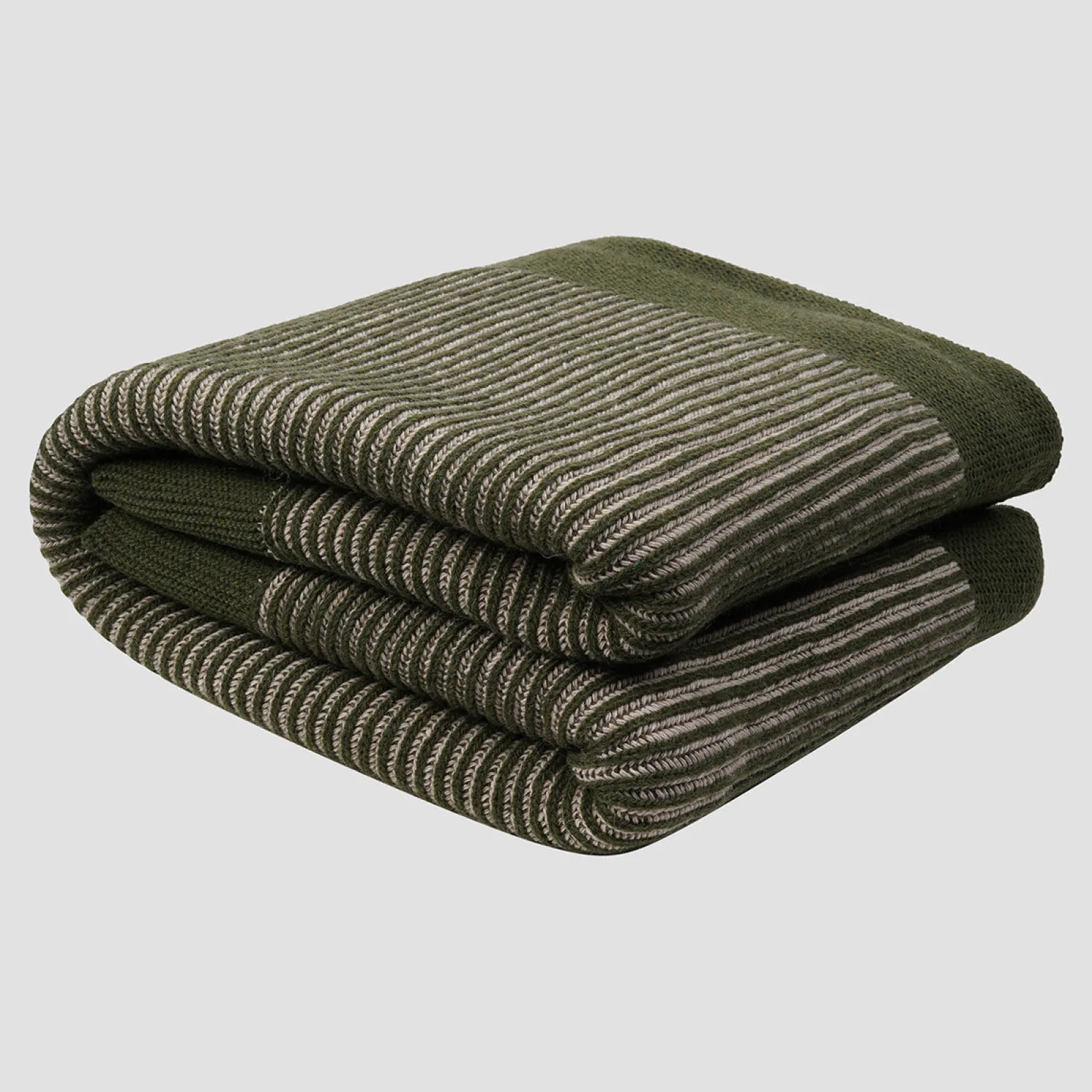 Cedar Green Striped Knitted Throw