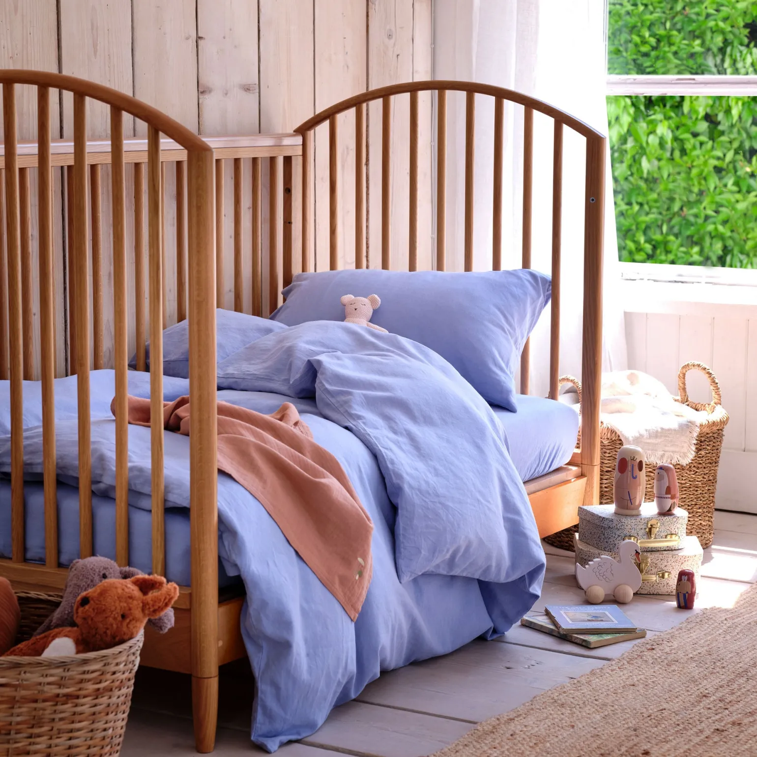 Celeste Blue Kids Linen Blend Bedding Set