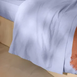 Celeste Blue Linen Blend Flat Sheet