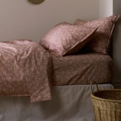 Chestnut Floral Cotton Flat Sheet