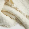 Cream Linen Crinkle Throw