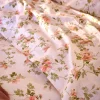 Cream Pastel Field Rose Linen Blend Flat Sheet