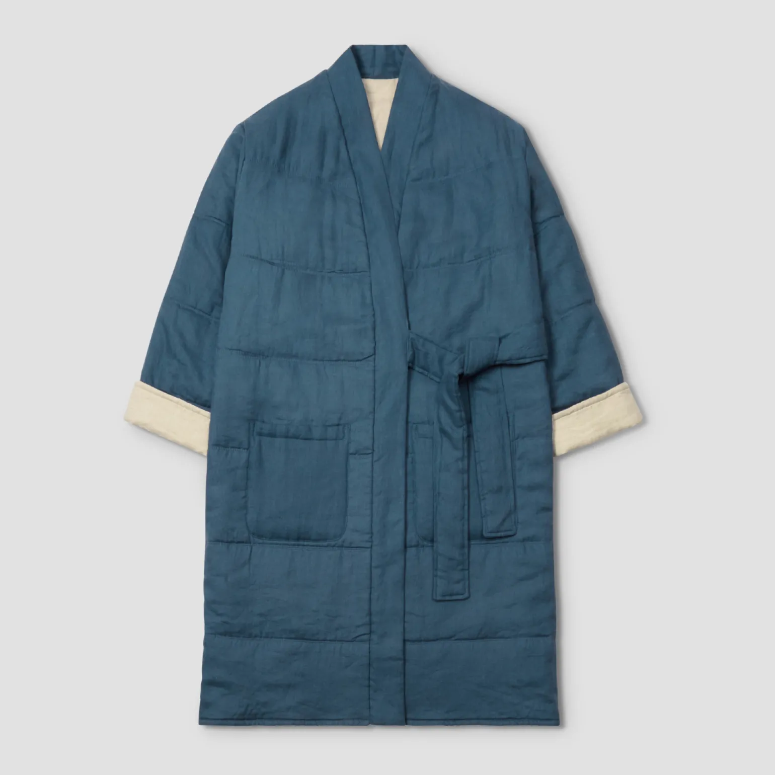 Deep Teal Linen Housecoat