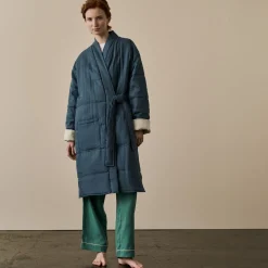 Deep Teal Linen Housecoat