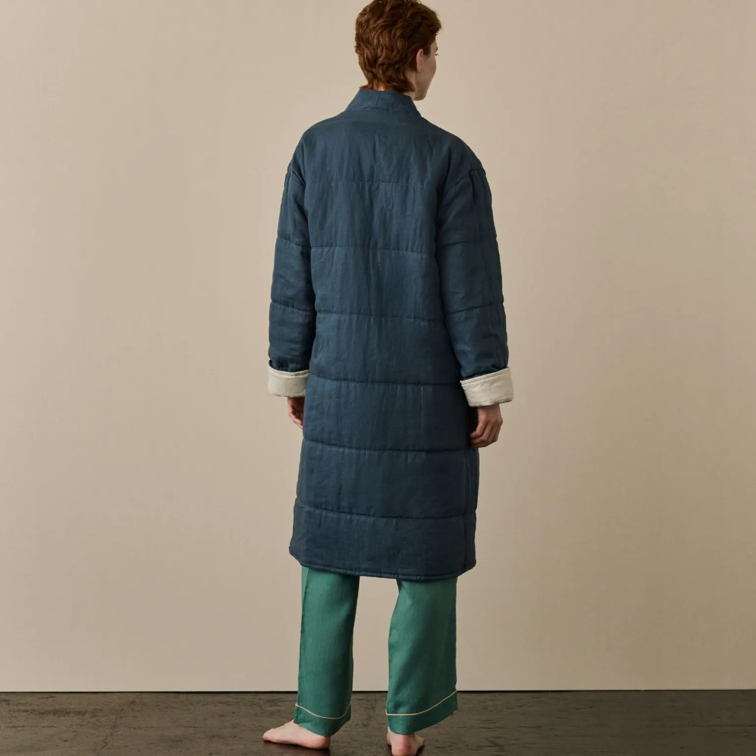 Deep Teal Linen Housecoat