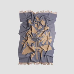 Dusk Blue Botanical Wool Blanket
