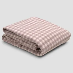 Elderberry Gingham 100% Linen Flat Sheet