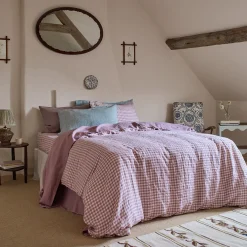Elderberry Gingham 100% Linen Duvet Cover