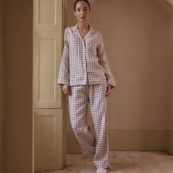 Elderberry Gingham Linen Women's Pajama Shirt