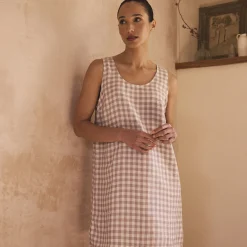 Elderberry Gingham Linen Night Dress