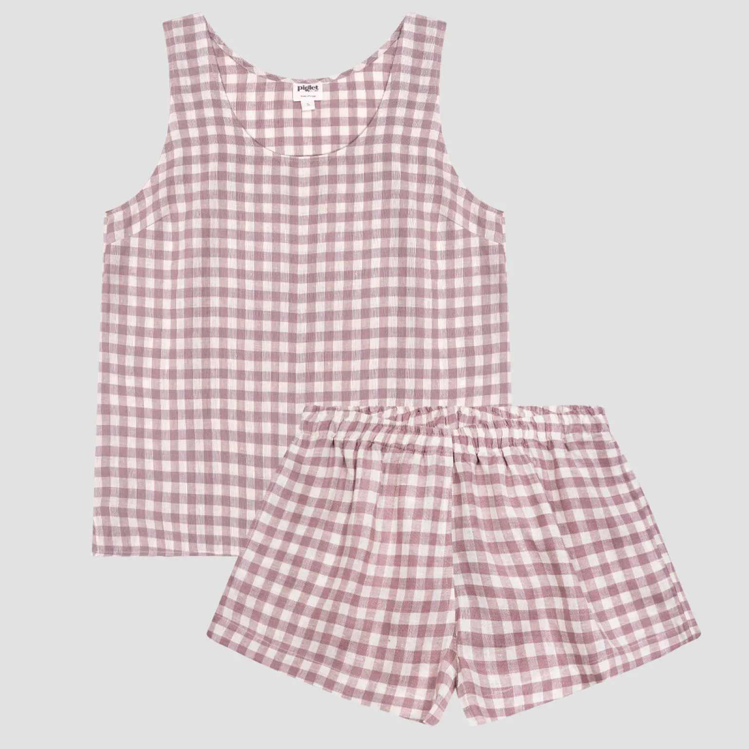 Elderberry Gingham Linen Women's Cami Set