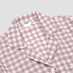 Elderberry Gingham Linen Women's Pajama Shirt