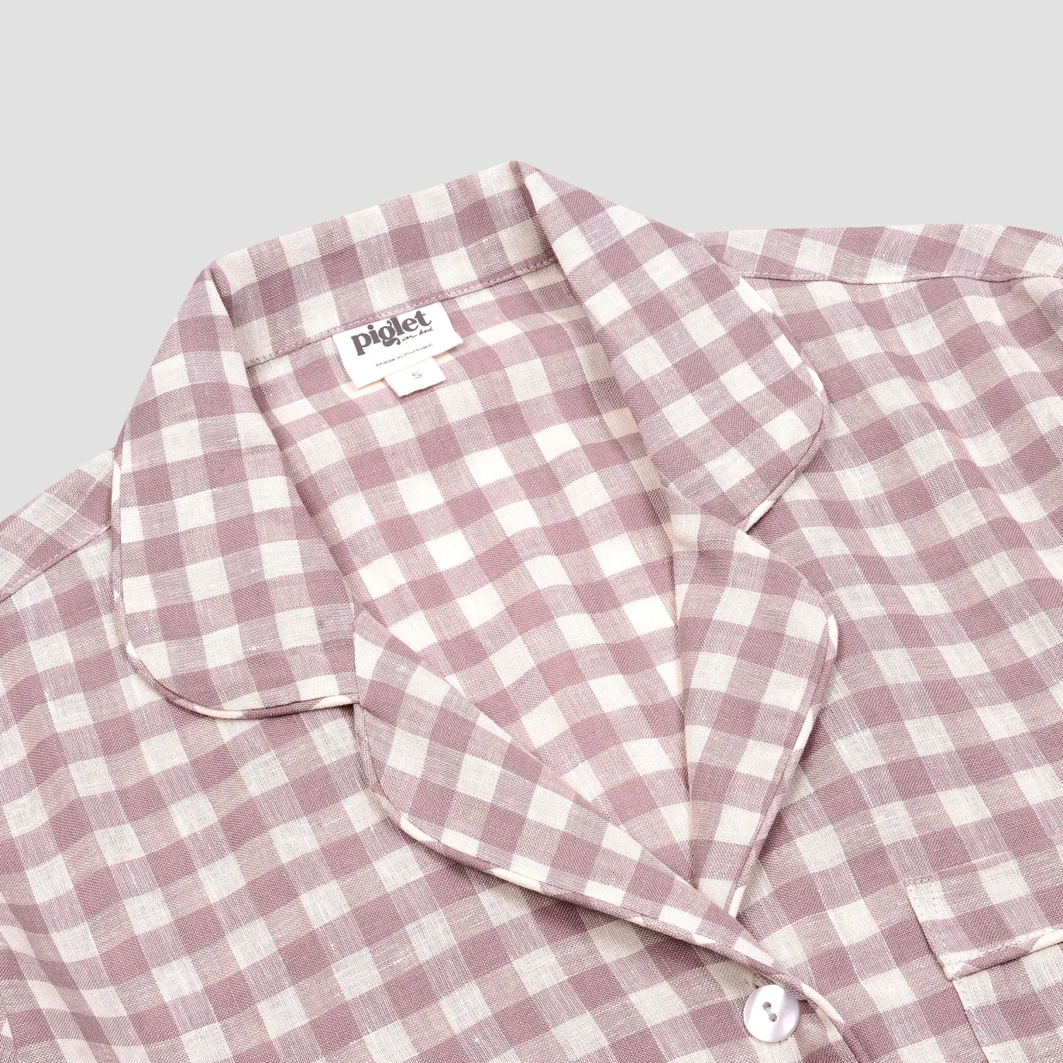 Elderberry Gingham Linen Women's Pajama Shirt