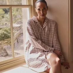 Elderberry Gingham Linen Night Shirt