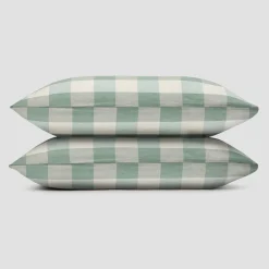 Elm Green Emsworth Plaid Linen Blend Pillowcase (Pair)