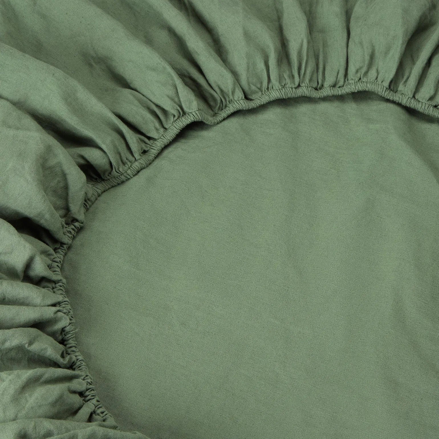 Elm Green Linen Blend Fitted Sheet