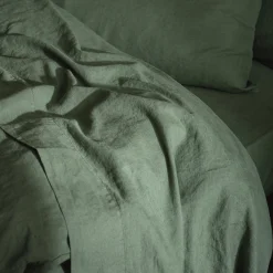 Elm Green Linen Blend Flat Sheet