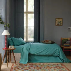 Faded Jade Washed Cotton Percale Duvet Cover
