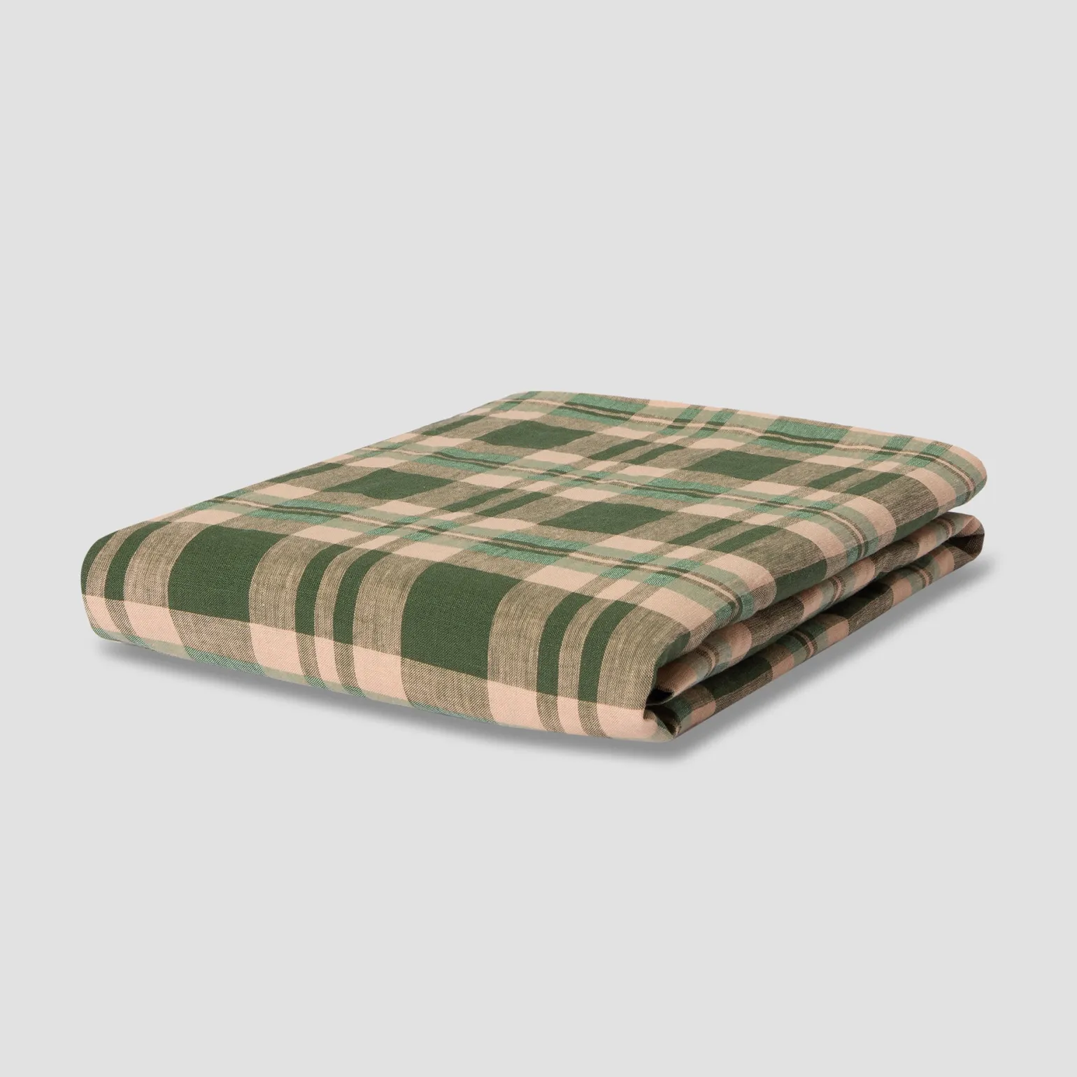 Fern Green Dallington Plaid 100% Linen Tablecloth