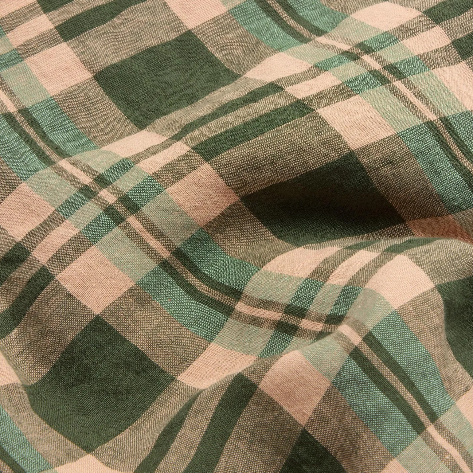 Fern Green Dallington Plaid Linen Blend Duvet Cover