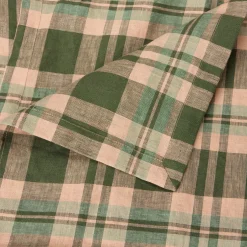 Fern Green Dallington Plaid 100% Linen Tablecloth