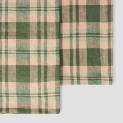 Fern Green Dallington Plaid 100% Linen Napkins Set of 4