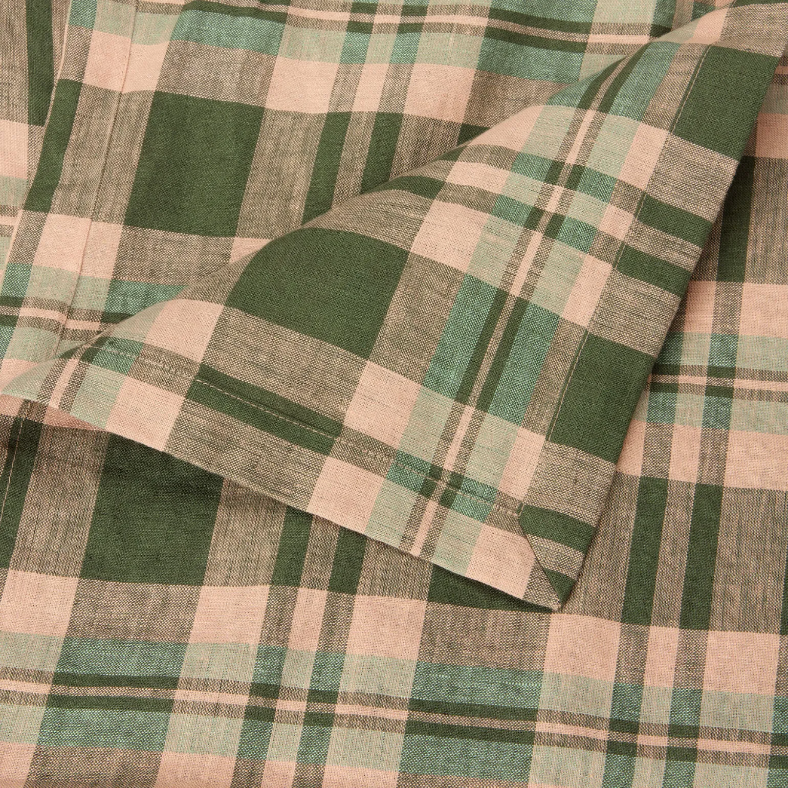 Fern Green Dallington Plaid 100% Linen Tablecloth