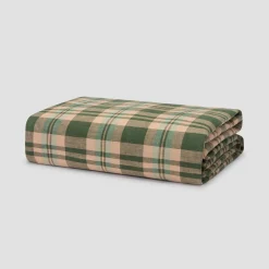 Fern Green Dallington Plaid Linen Blend Duvet Cover