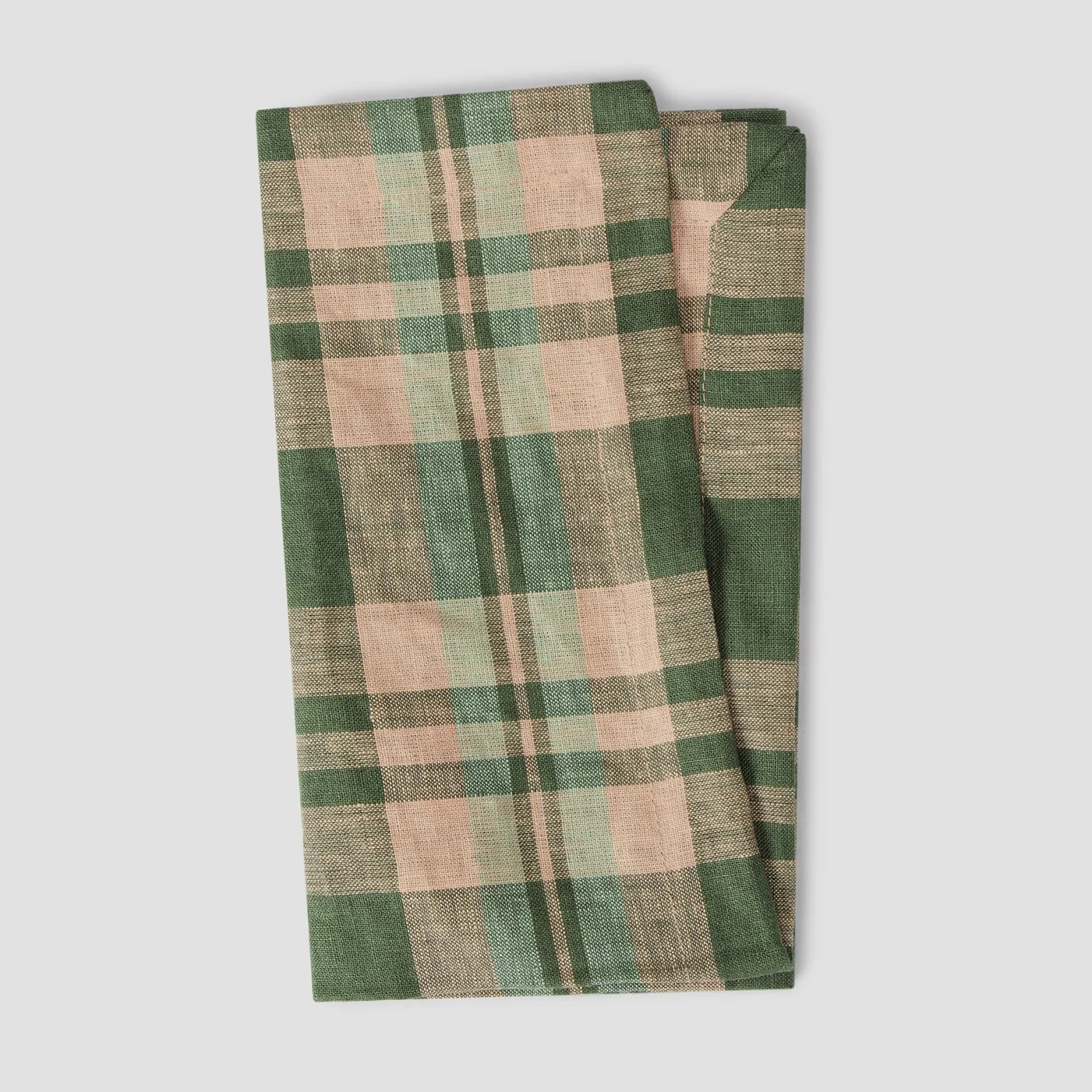 Fern Green Dallington Plaid 100% Linen Napkins Set of 4