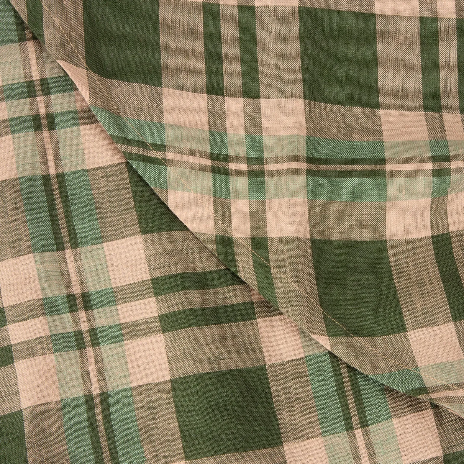 Fern Green Dallington Plaid 100% Linen Tablecloth
