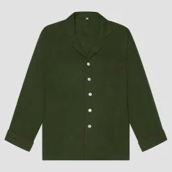 Fern Green Linen Tencel Men's Pajama Shirt