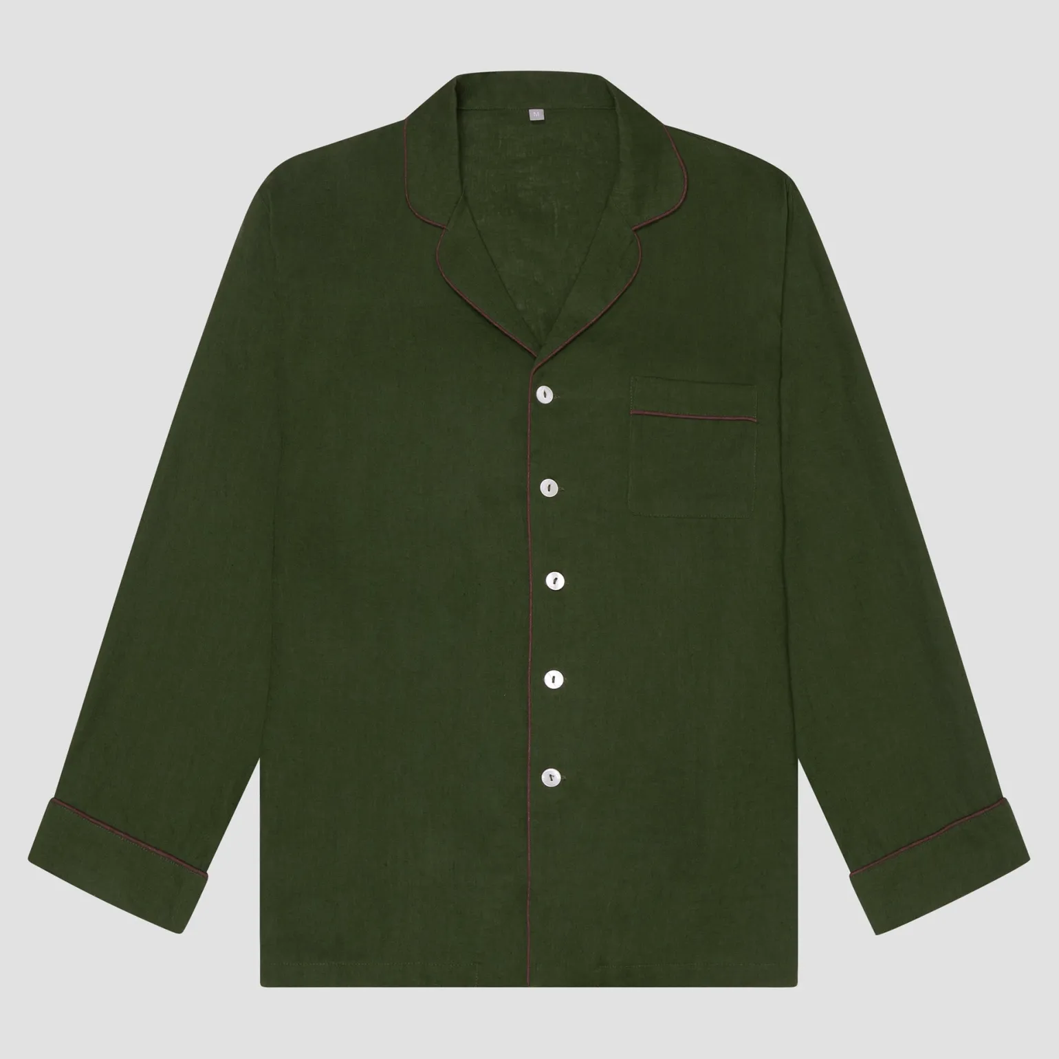 Fern Green Linen Tencel Men's Pajama Shirt