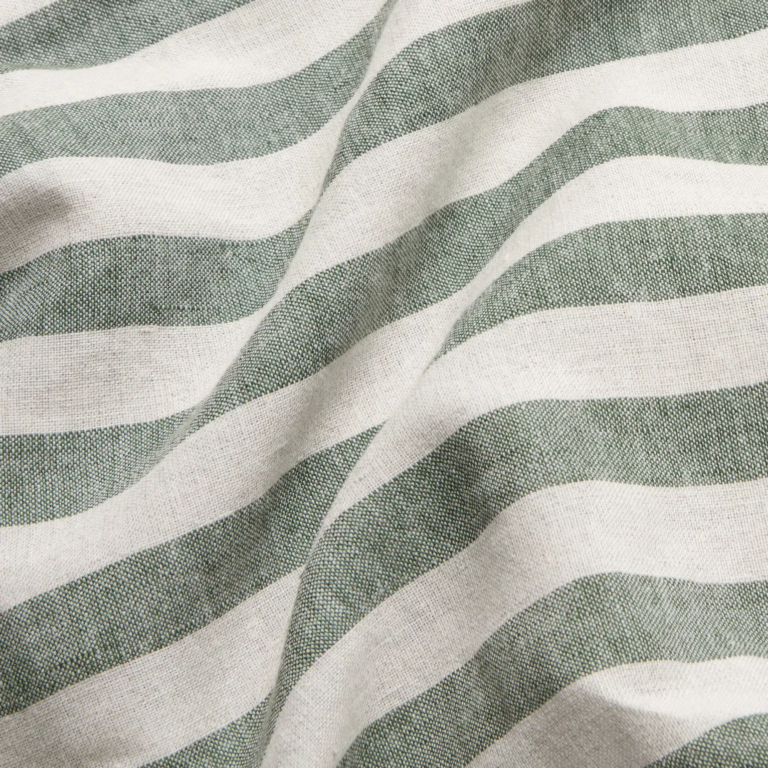 Fern Green Pembroke Stripe Linen Blend Duvet Cover