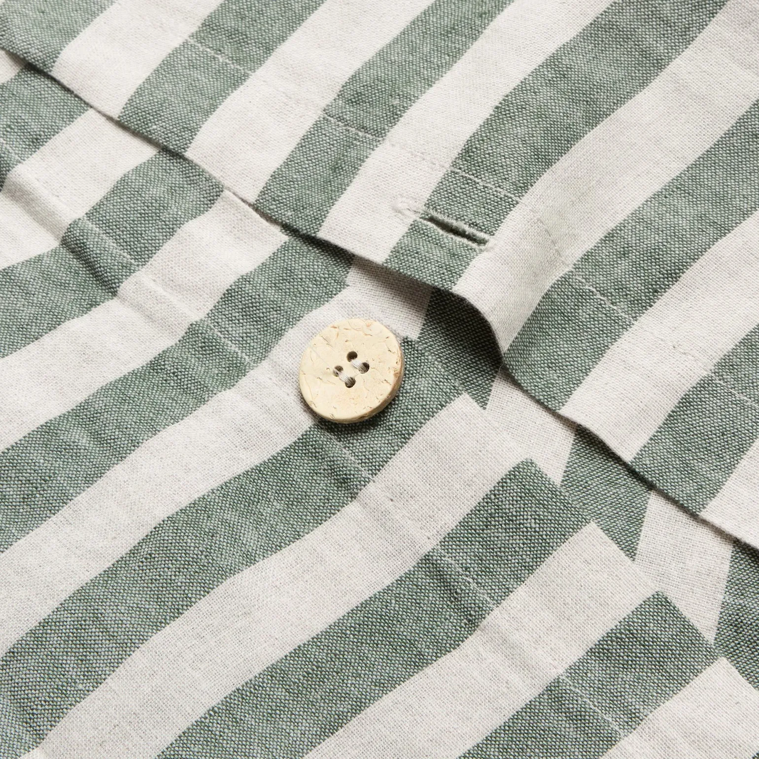 Fern Green Pembroke Stripe Linen Blend Duvet Cover