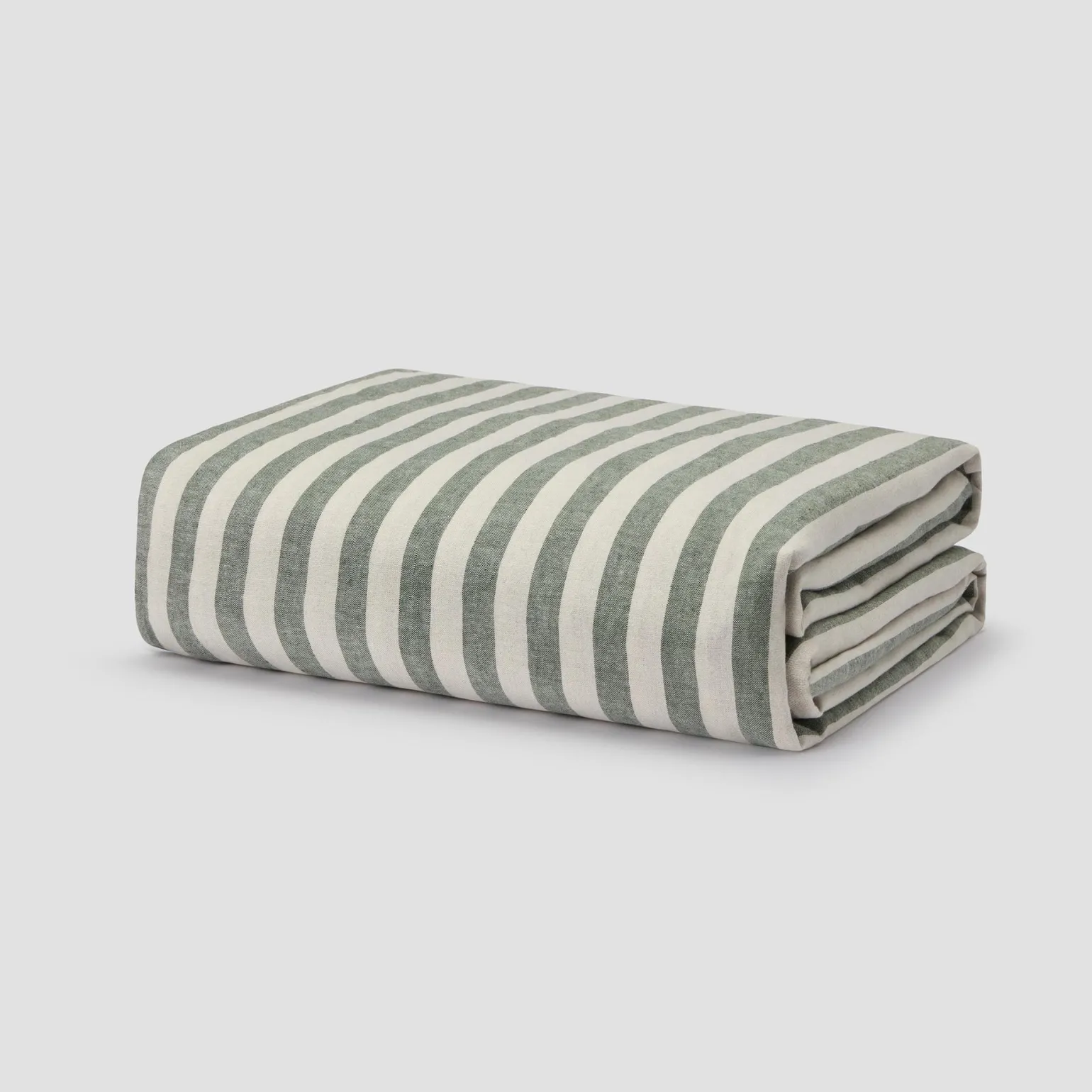 Fern Green Pembroke Stripe Linen Blend Duvet Cover