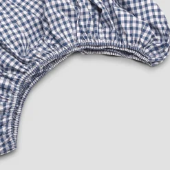 Indigo Small Gingham Cotton Fitted Sheet