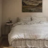 Ivory Kemptown Stripe Linen Blend Duvet Cover