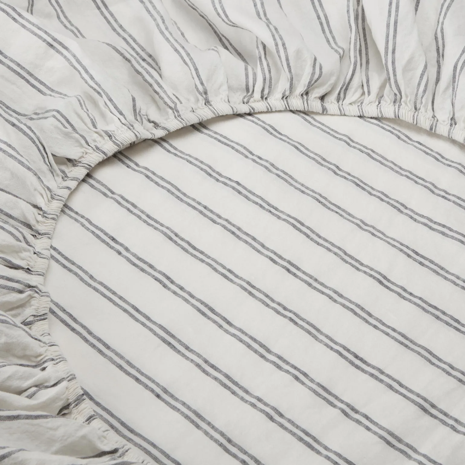 Ivory Kemptown Stripe Linen Blend Fitted Sheet