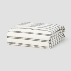 Ivory Kemptown Stripe Linen Blend Duvet Cover