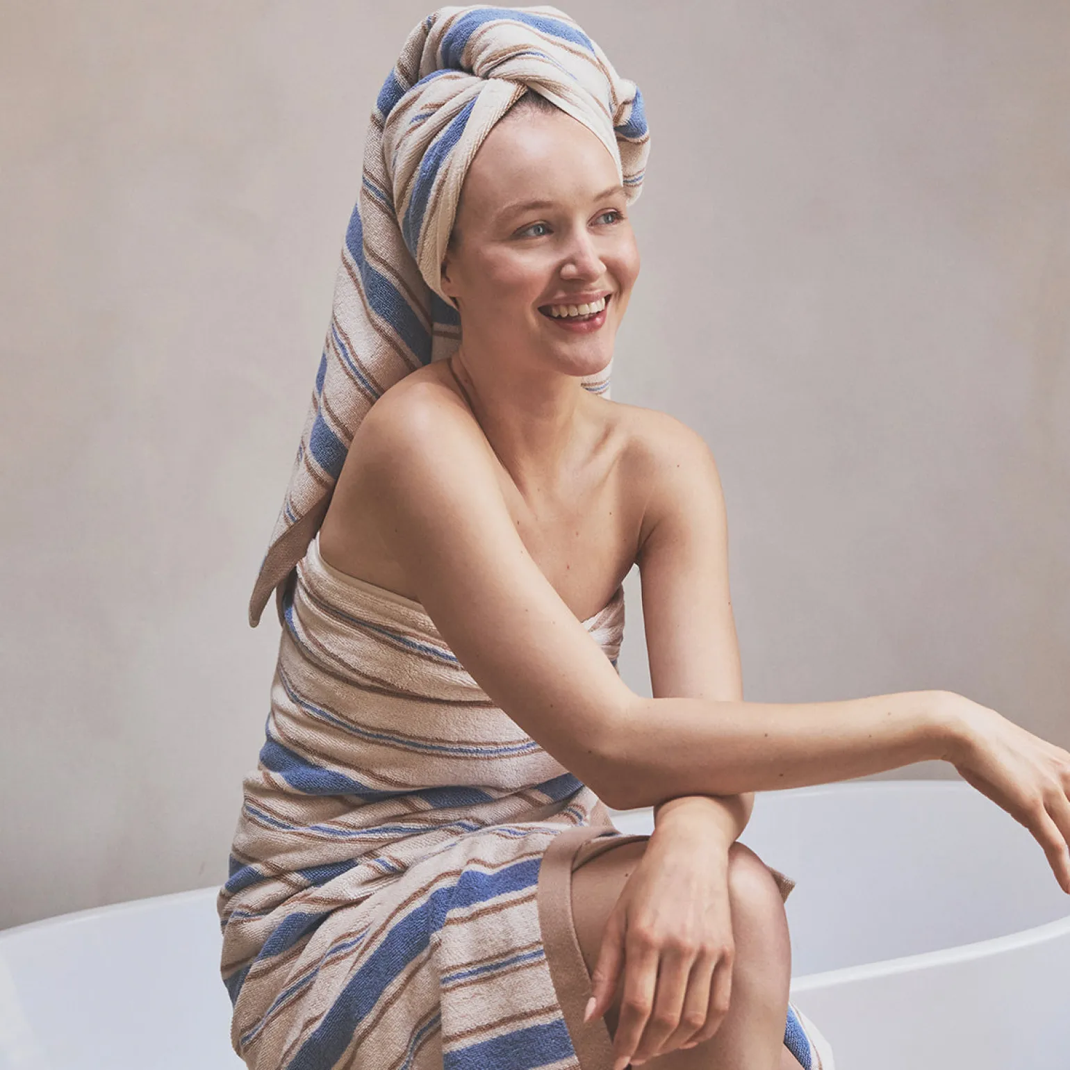 Meadow Blue Shoreham Stripe Cotton Towels