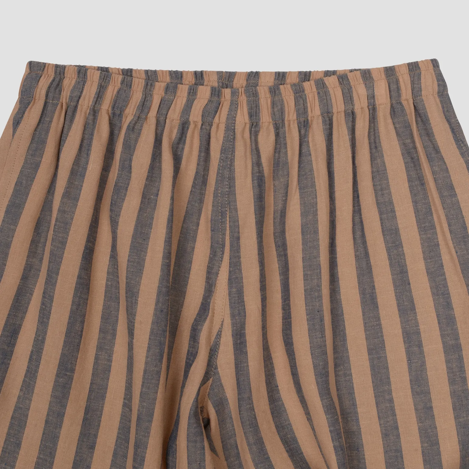 Men's Blue & Porcini Striped Linen Pajama Pants