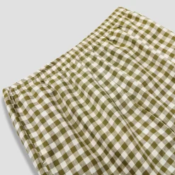 Men's Botanical Green Gingham Linen Pajama Pants