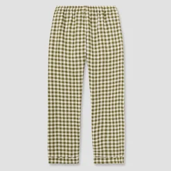 Men's Botanical Green Gingham Linen Pajama Set
